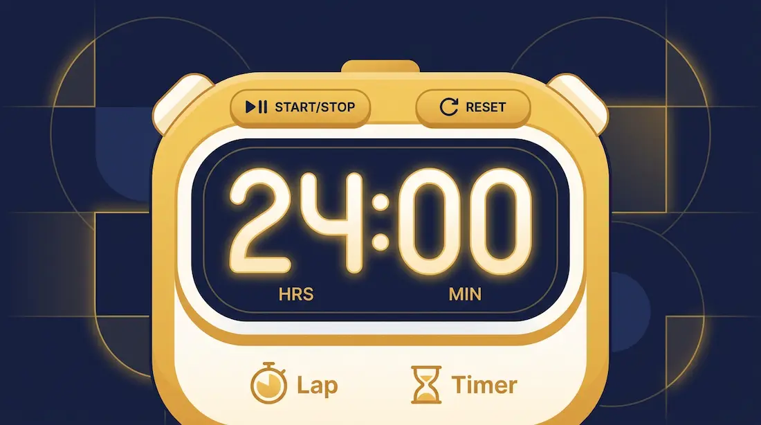 et digitalt stopur der viser 24 timer og 00 minutter